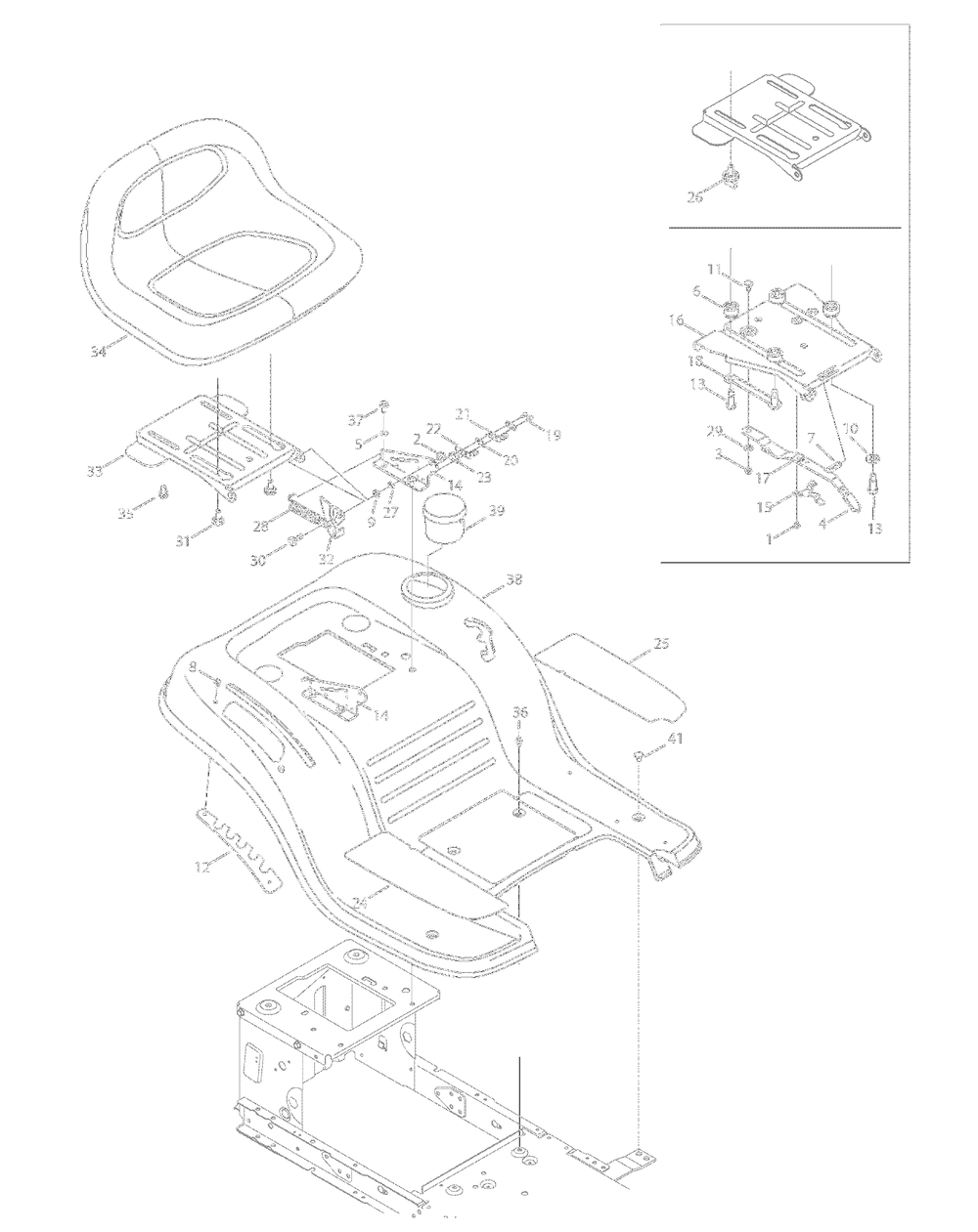 Seatandfender Assembly Diagram and Parts List for 13AC762F000 2008 Yard Machines Lawn Tractor